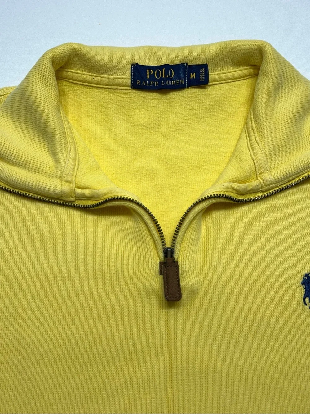 Polo Ralph Lauren 1/4 Sweater Mens Size Medium Yellow Rib Knit Pullover